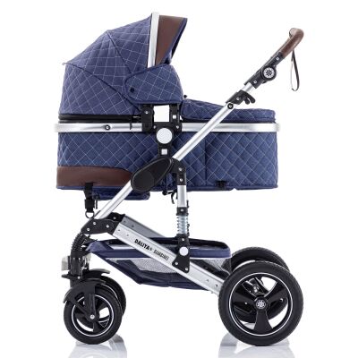 Daliya® BAMBIMO 3in1 Kinderwagen und Buggy mit Auto-Babyschale, XXL-Set (Blau - Silber)