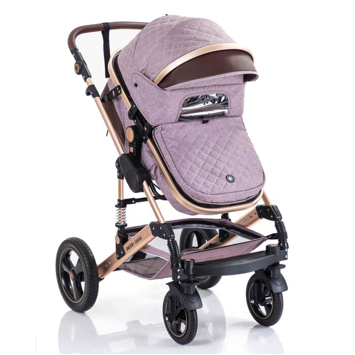 Daliya® BAMBIMO 3in1 Kinderwagen und Buggy mit Auto-Babyschale, XXL-Set (Rose - Gold)