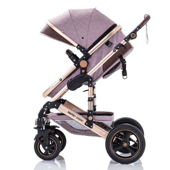 Daliya® BAMBIMO 3in1 Kinderwagen und Buggy mit Auto-Babyschale, XXL-Set (Rose - Gold)
