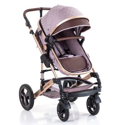 Daliya® BAMBIMO 3in1 Kinderwagen und Buggy mit Auto-Babyschale, XXL-Set (Rose - Gold)