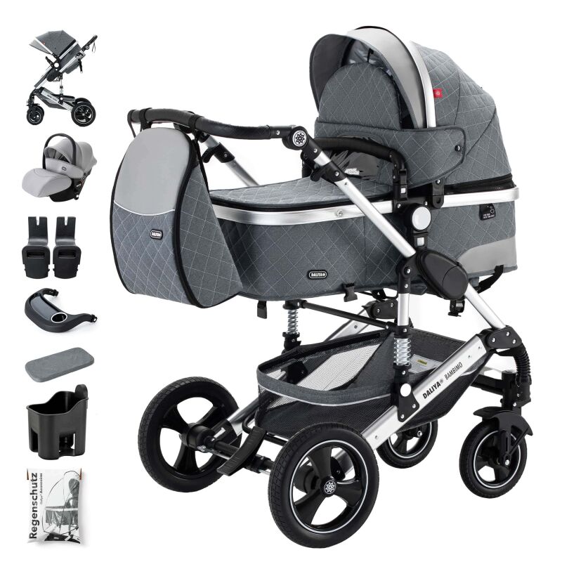 Daliya® BAMBIMO 3in1 Kinderwagen und Buggy mit Auto-Babyschale, XXL-Set