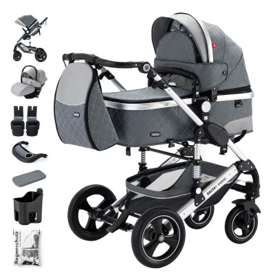 Daliya® BAMBIMO 3in1 Kinderwagen und Buggy mit Auto-Babyschale, XXL-Set