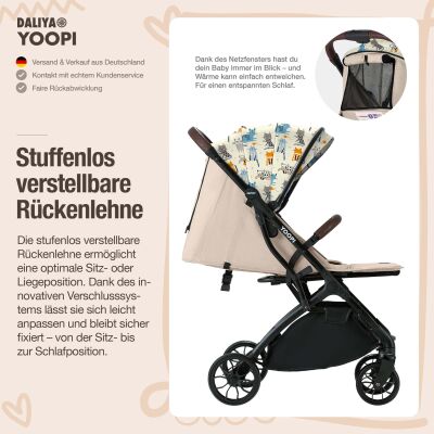 Daliya® YOOPI Reisebuggy, kompakt faltbar, mit Teleskopgriff, Flugzeug Buggy