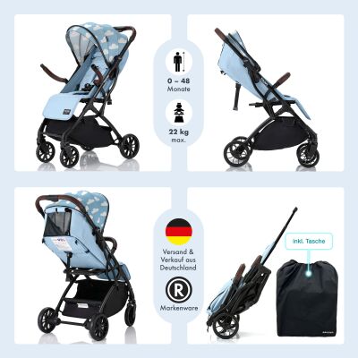 Daliya® YOOPI Reisebuggy, kompakt faltbar, mit Teleskopgriff, Flugzeug Buggy