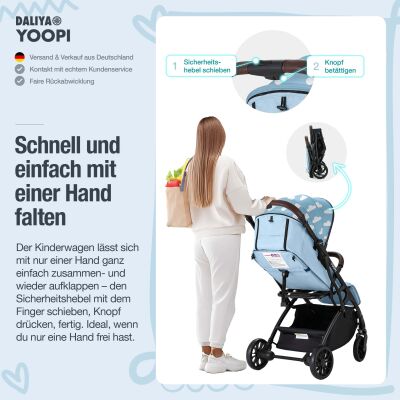Daliya® YOOPI Reisebuggy, kompakt faltbar, mit Teleskopgriff, Flugzeug Buggy