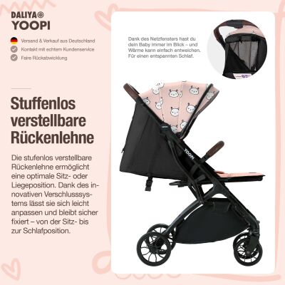 Daliya® YOOPI Reisebuggy, kompakt faltbar, mit Teleskopgriff, Flugzeug Buggy
