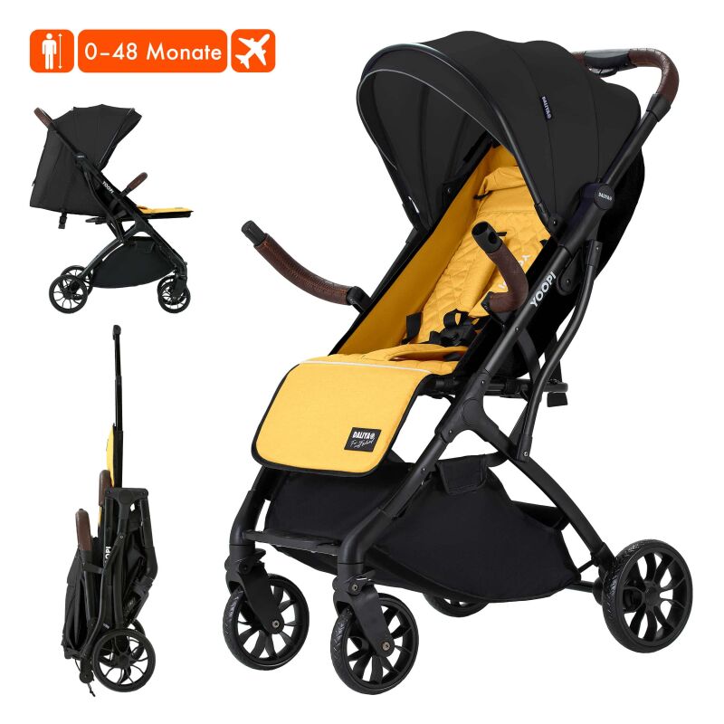 Daliya® YOOPI Reisebuggy, kompakt faltbar, mit Teleskopgriff, Flugzeug Buggy