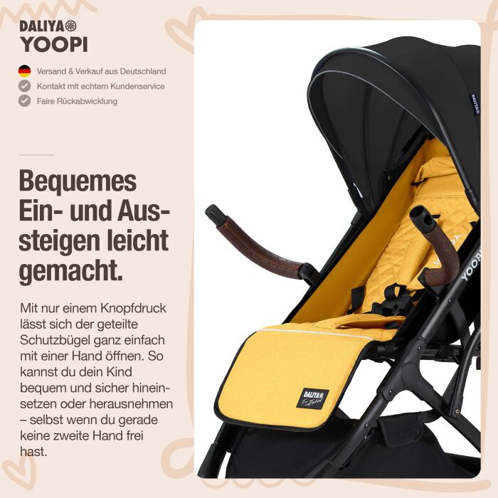 Daliya® YOOPI Reisebuggy, kompakt faltbar, mit Teleskopgriff, Flugzeug Buggy