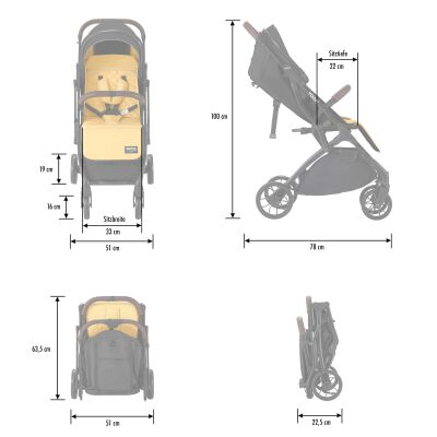 Daliya® YOOPI Reisebuggy, kompakt faltbar, mit Teleskopgriff, Flugzeug Buggy