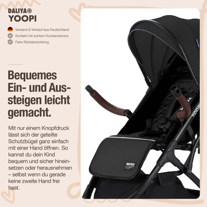 Daliya® YOOPI Reisebuggy, kompakt faltbar, mit Teleskopgriff, Flugzeug Buggy