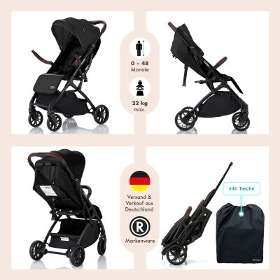 Daliya® YOOPI Reisebuggy, kompakt faltbar, mit Teleskopgriff, Flugzeug Buggy