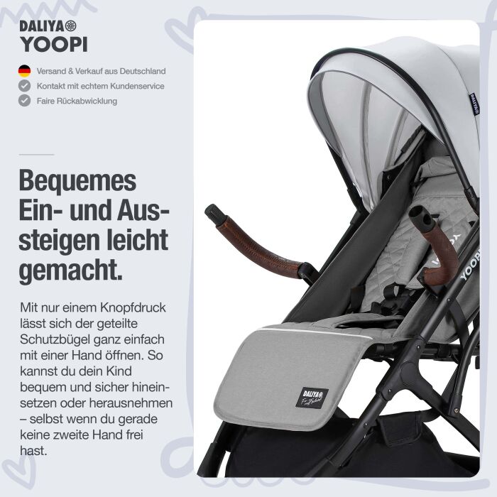 Daliya® YOOPI Reisebuggy, kompakt faltbar, mit Teleskopgriff, Flugzeug Buggy