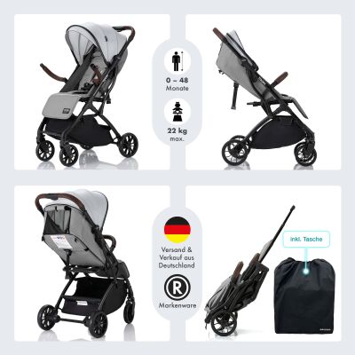 Daliya® YOOPI Reisebuggy, kompakt faltbar, mit Teleskopgriff, Flugzeug Buggy