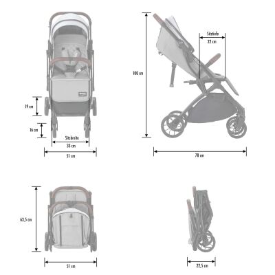 Daliya® YOOPI Reisebuggy, kompakt faltbar, mit Teleskopgriff, Flugzeug Buggy