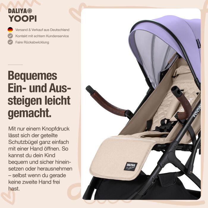 Daliya® YOOPI Reisebuggy, kompakt faltbar, mit Teleskopgriff, Flugzeug Buggy