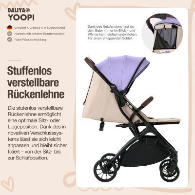 Daliya® YOOPI Reisebuggy, kompakt faltbar, mit Teleskopgriff, Flugzeug Buggy